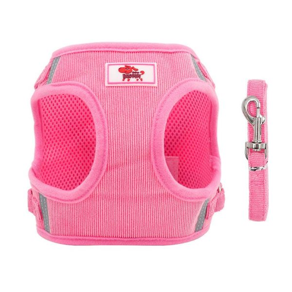 dog Harnesses and dog leash set; New dog leash corduroy breathable dog chest strap reflective pet chest strap walking dog rope set