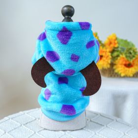 Fleece-lined Warm Dog Cat Clothing Flower Four Feet Pet Costume (Option: Sweater Dark Blue-L)